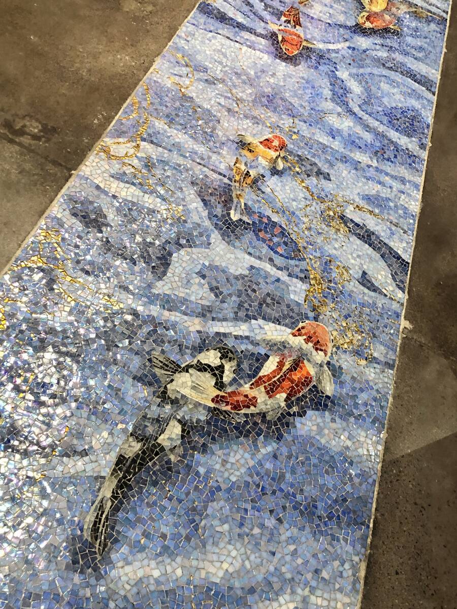 Koi mosaics brighten the floor at Palette Tea Lounge in Chinatown Las Vegas. (Johnathan L. Wrig ...