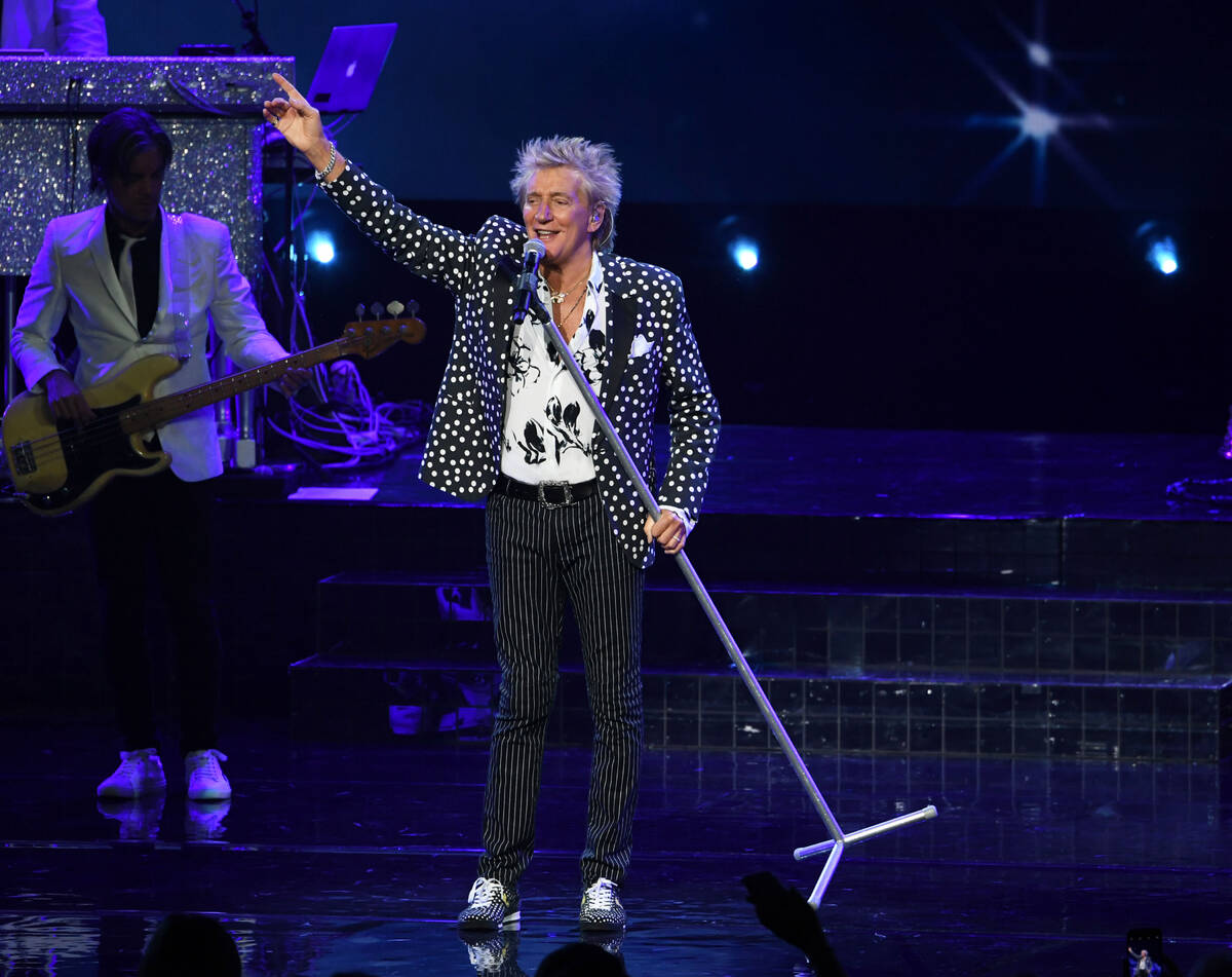 Rod Stewart at the Colosseum at Caesars Palace on Sept. 30, 2019, in Las Vegas. (Denise Truscello)