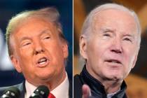 Republic presidential candidate Donald Trump, left, and President Joe Biden. Trump is ahead of ...