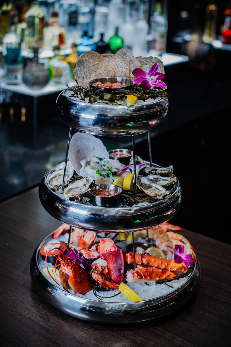 A seafood tower from William B's Steakhouse opening Nov. 8, 2023, in Suncoast Hotel and Casino ...