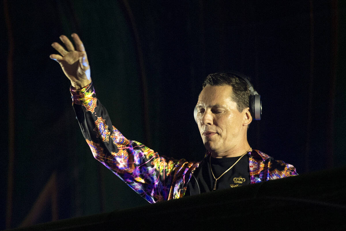 Tiesto plays his set during the second day of the Electric Daisy Carnival at the Las Vegas Moto ...