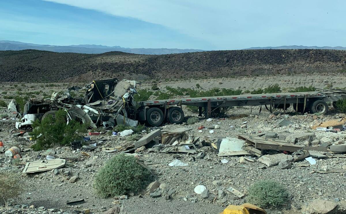 A tractor trailer carrying beehives rolled over in Death Valley National Park on Sunday, Nov. 6 ...