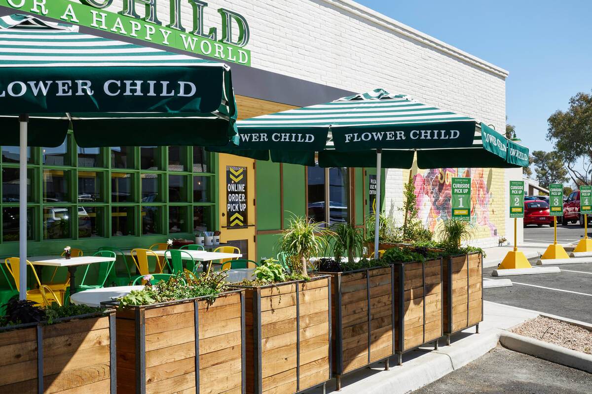 The exterior of Flower Child in Las Vegas, which is expanding from Summerlin to Henderson in 20 ...