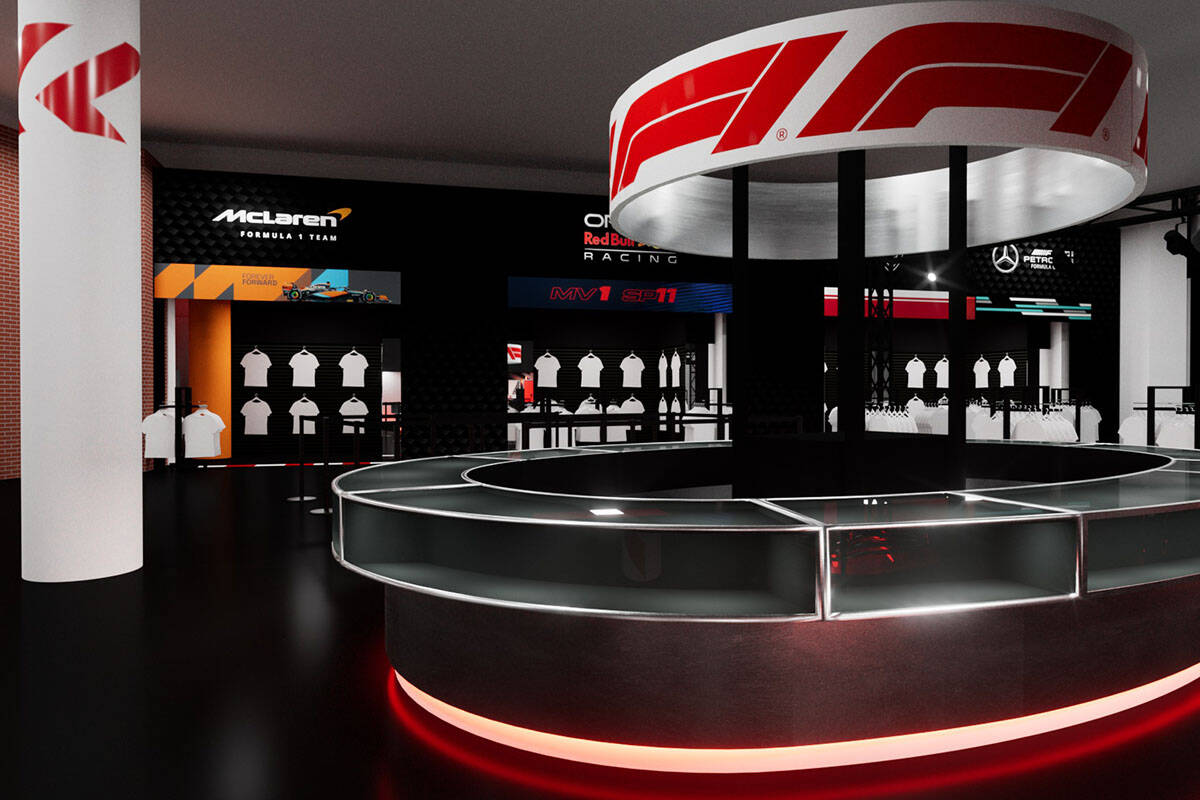 The F1 Las Vegas Hub pop-up retail shop is scheduled to be open to fans Nov. 13-22, 2023, at Th ...