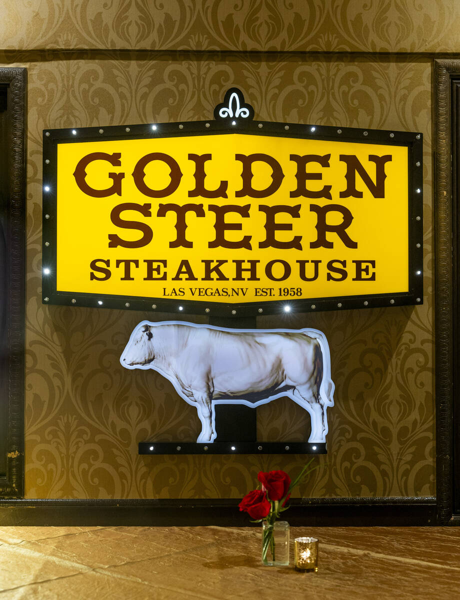 Signage inside as part of the first expansion in nearly 50 years at the Golden Steer Steakhouse ...