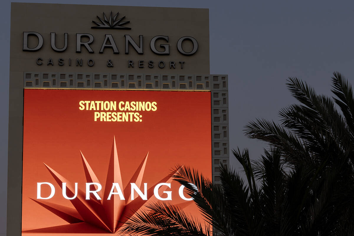 A marquee is revealed at Durango Casino & Resort on Thursday, Aug. 3, 2023, in Las Vegas. (Elle ...