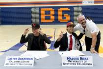 Baseball players Colton Boardman and Maddox Riske pen their national letter of intent to play c ...