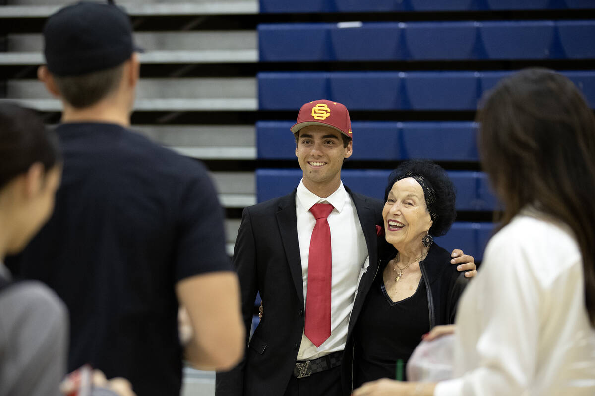 Maddox Riske, who will play baseball at the University of Southern California, poses for photo ...