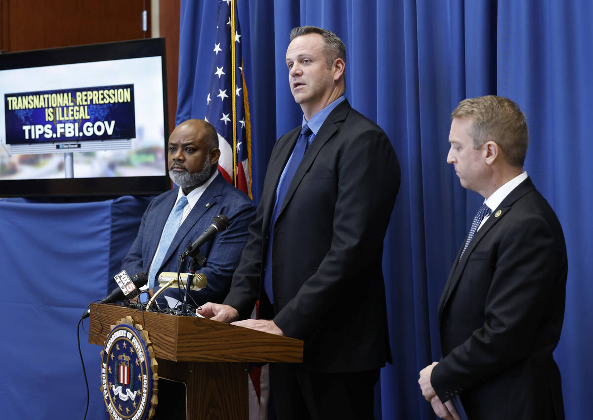 Adam Barthelmess, president of Clear Channel Outdoor in Las Vegas, speaks as U.S. Attorney for ...