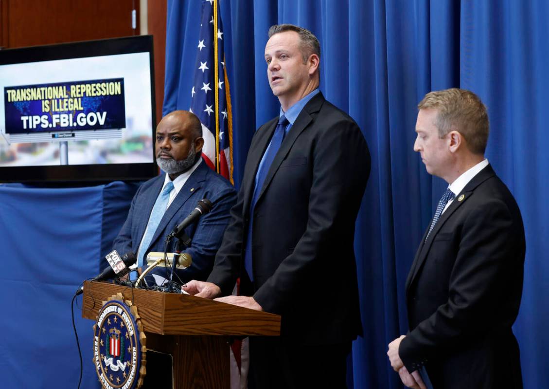 Adam Barthelmess, president of Clear Channel Outdoor in Las Vegas, speaks as U.S. Attorney for ...