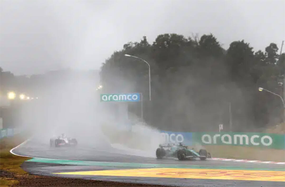Water spray from larger cars and larger tires has been a common concern among F1 drivers. (Asto ...