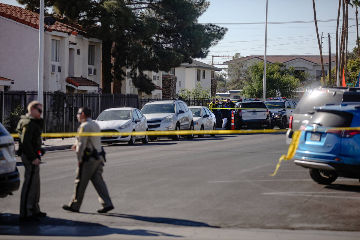 Police at the scene of a shooting that left one victim dead in the 400 block of South 10th stre ...