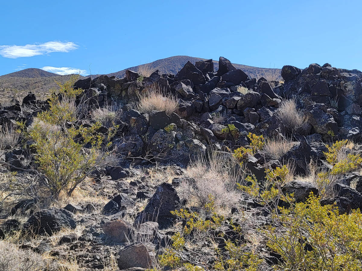 Sloan Canyon National Conservation Area has a volcanic history, as is confirmed here by a colle ...