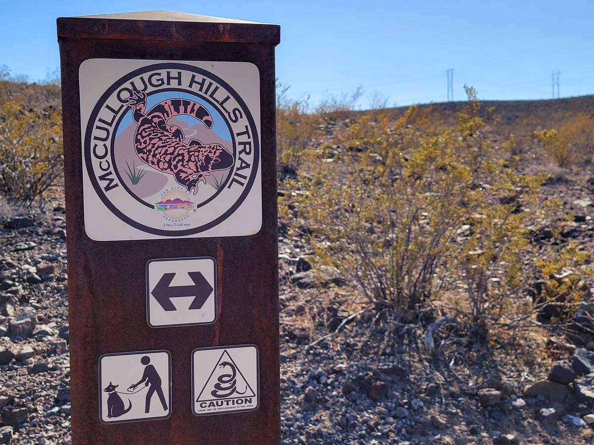 An image of the elusive Gila monster on sign posts helps hikers count down the miles remaining ...