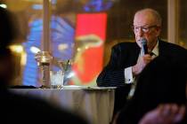 Oscar Goodman speaks during the Oscar's Dinner Series, Wednesday, Feb. 8, 2023, at Oscar's Stea ...