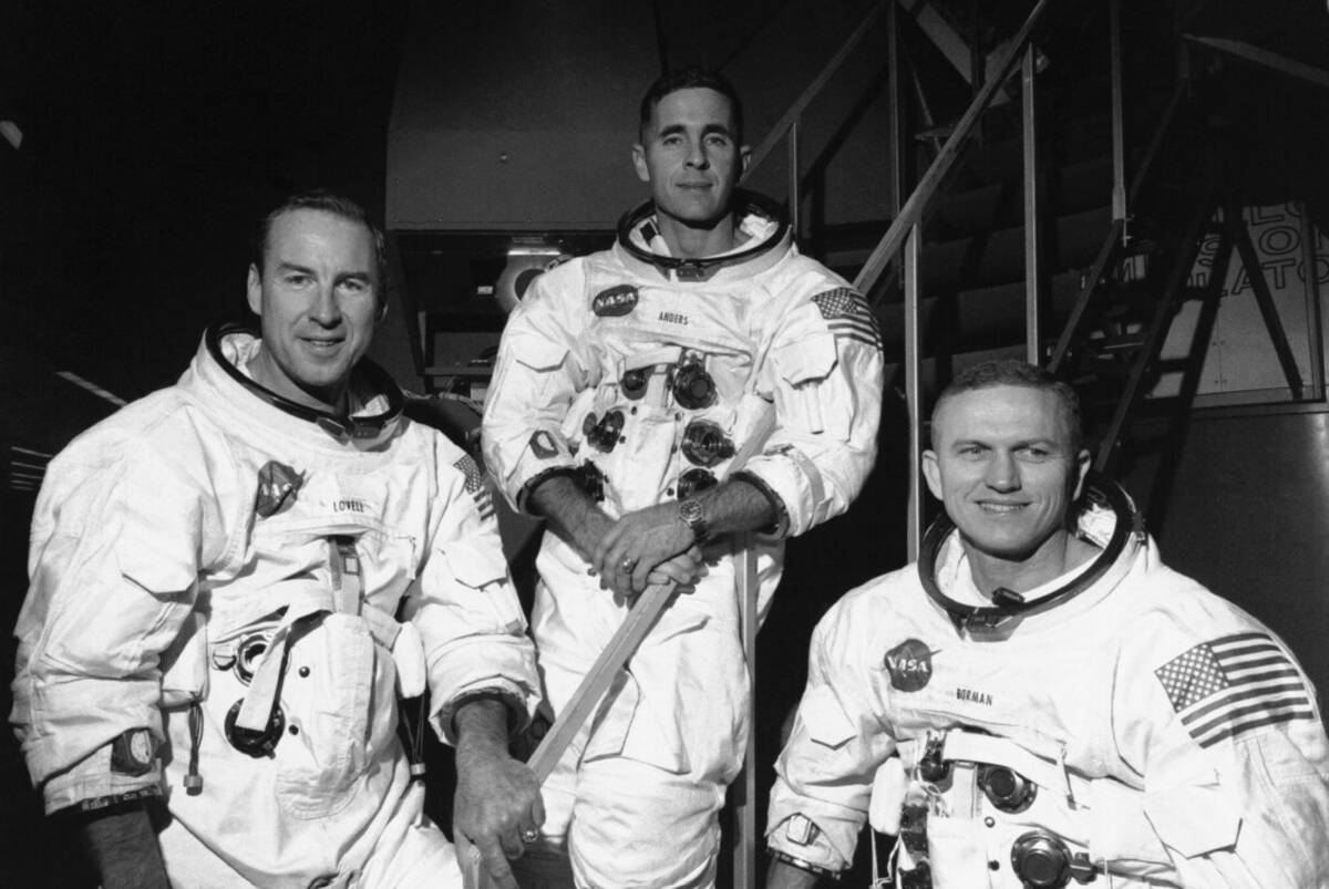 Apollo 8 astronauts, from left, James Lovell, command module pilot; William Anders, lunar modul ...