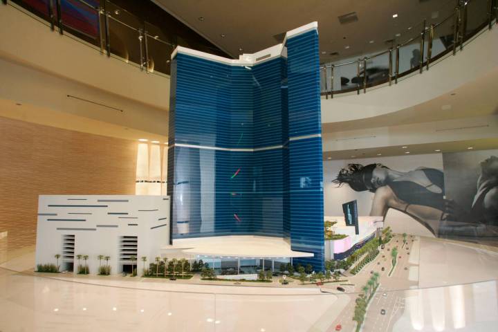 A scale model of the Fontainebleau is displayed at the preview center at 2780 Las Vegas Blvd. S ...