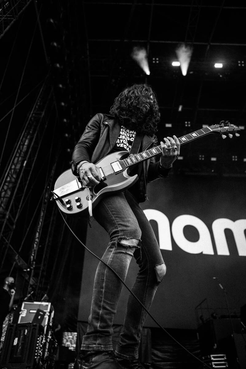 Las Vegas native Frankie Sidoris is shown performing with Mammoth WVH, the opening act for Guns ...
