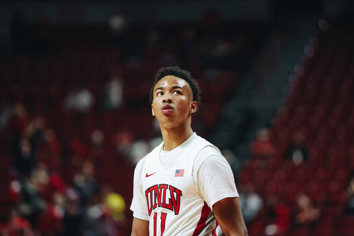 UNLV guard Dedan Thomas Jr. (11) looks up during a game against Stetson at Thomas & Mack Ce ...