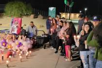 Family and friends gathered at Hollywood Park for a vigil to remember Evelin Casas, 16, whose b ...