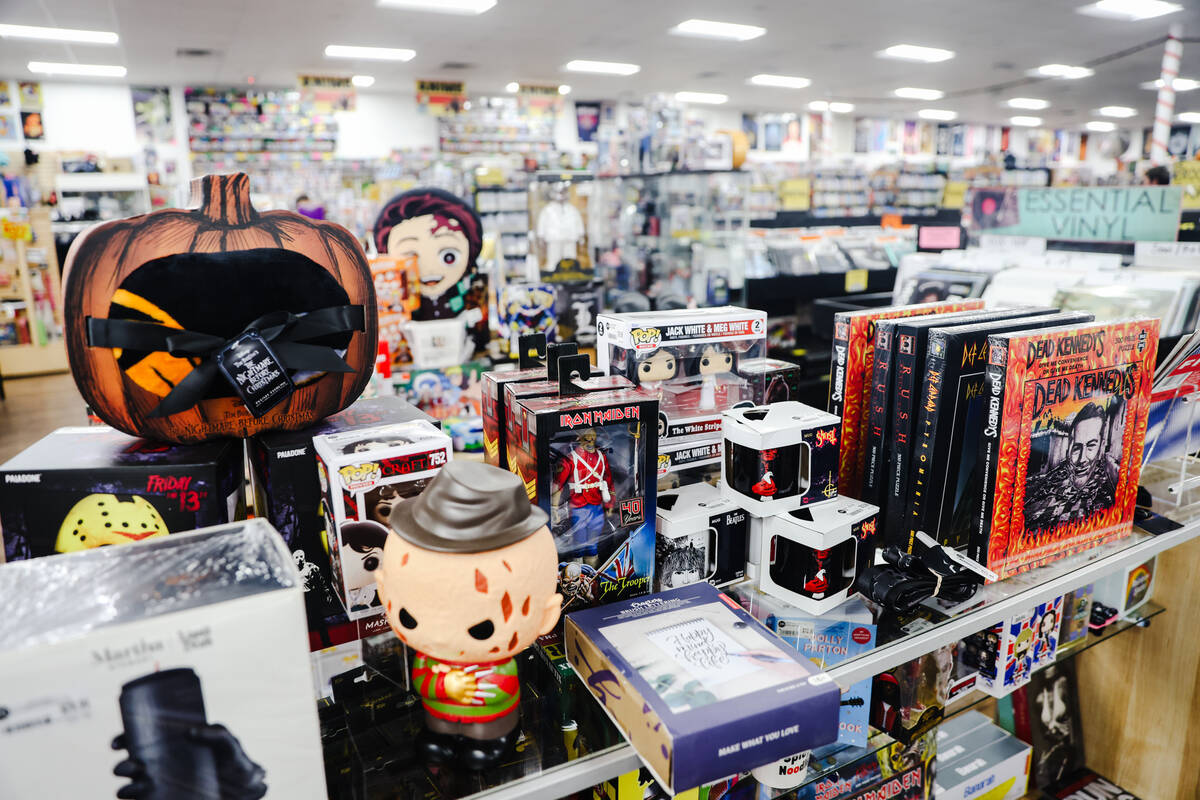 Merchandise for sale at Zia Records in Las Vegas, Monday, Nov. 13, 2023. (Rachel Aston/Las Vega ...