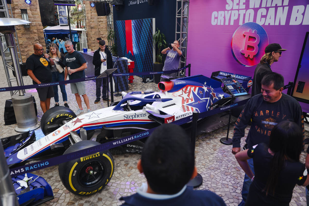 An official Williams Racing team kit at the Williams Racing Fanzone, a pop up up for the Las Ve ...