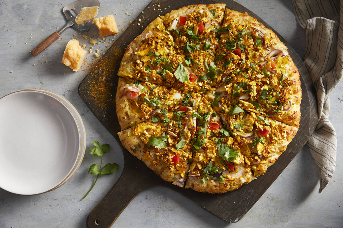 An achari gobhi (cauliflower in pickling spices) pizza from the new (as of fall 2023) Curry Piz ...
