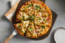 A curry chicken masala pizza from the new (as of fall 2023) Curry Pizza House in Las Vegas. (Cu ...
