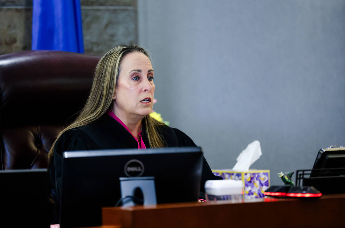 FILE - Judge Jessica Peterson overseas a hearing regarding Clark County School District’s law ...