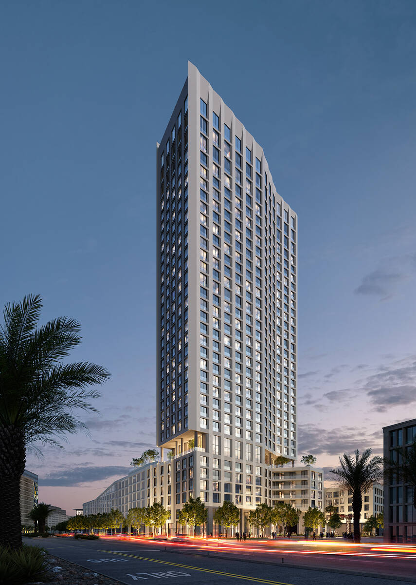 This artist's rendering shows what the 32-story luxury high-rise Cello Tower at Symphony Park w ...
