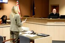 District Court Family Division Judge Randall Forman listens to Clark County Chief Deputy Distri ...