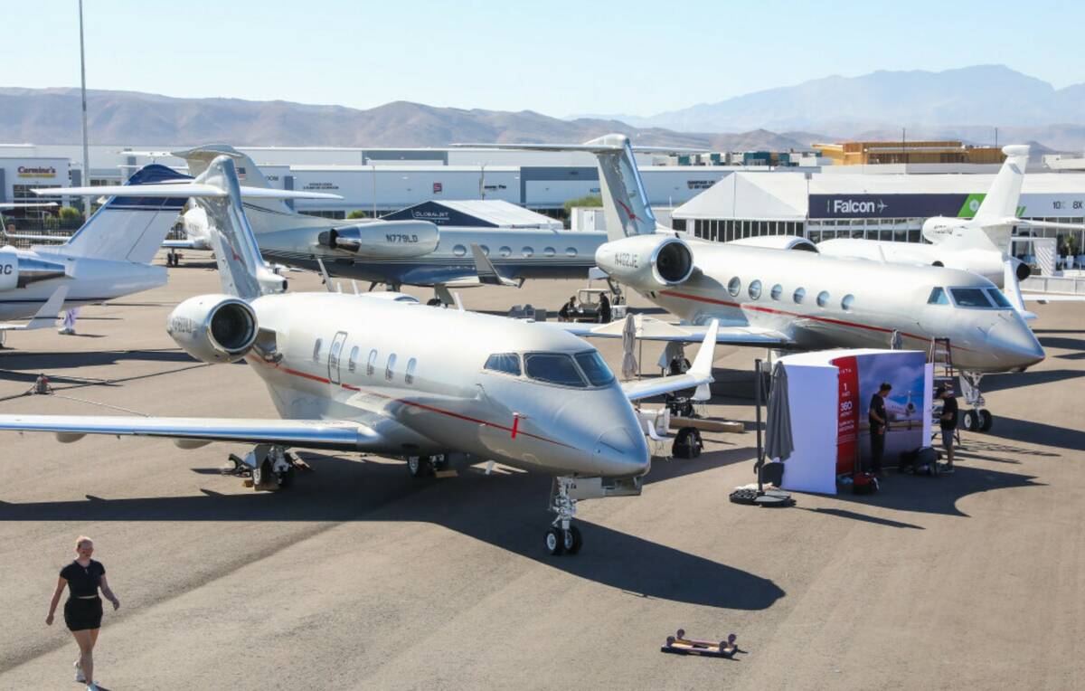 Private aircrafts on display at the 2023 NBAA Business Aviation Convention & Exhibition held at ...