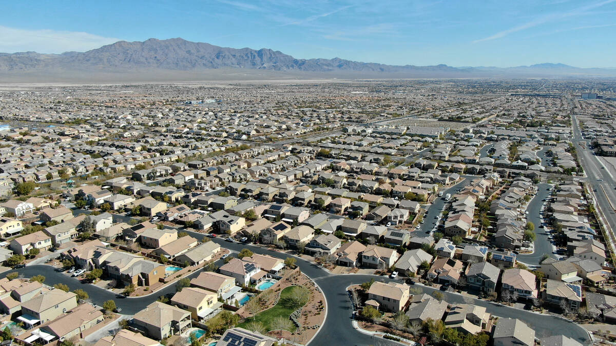 An aerial view of the Providence housing development near Knickerbocker Park in Las Vegas. (Mic ...