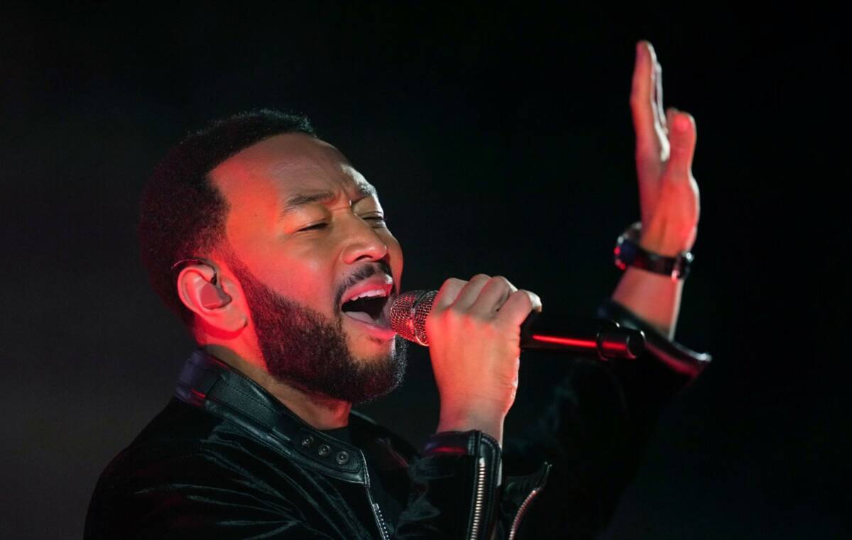 John Legend performs during an opening ceremony for the Formula One Las Vegas Grand Prix auto r ...