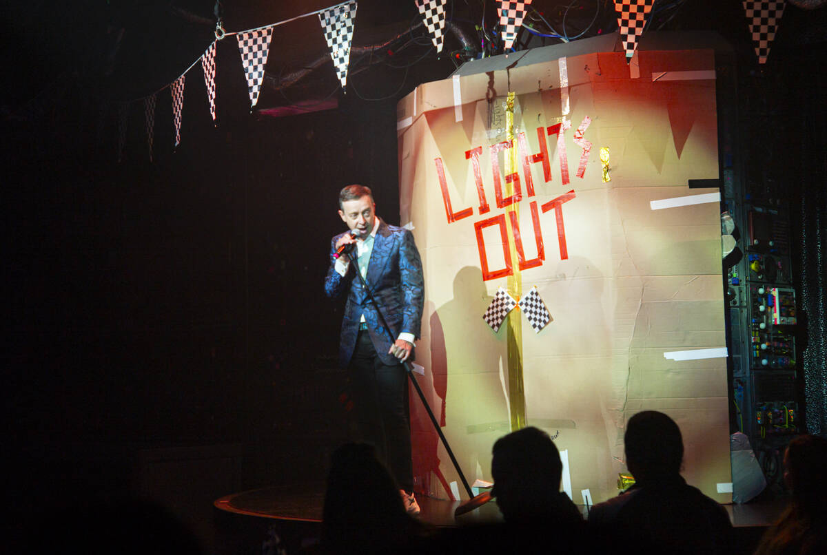 Spiegelworld founder Ross Mollison speaks before “Lights Out!” at the OPM theater ...