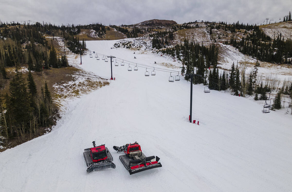 Two snow tractors at Brian Head Resort near Cedar City, Utah, as the resort prepares for the Fr ...