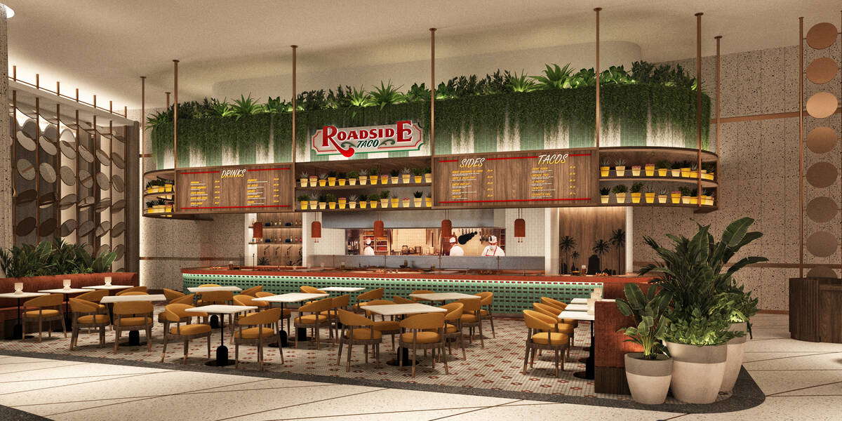A rendering of Roadside Taco, opening in the Promenade food hall at Fontainebleau Las Vegas whe ...