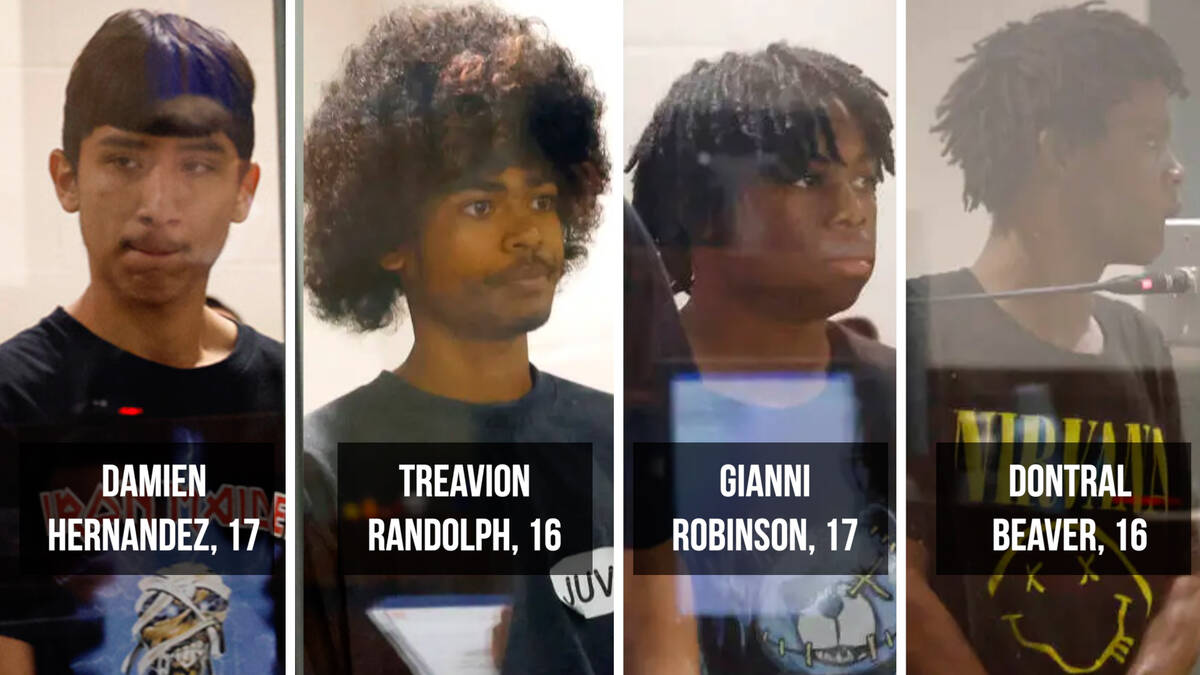 Four juveniles, Damien Hernandez, 17; Treavion Randolph, 16; Gianni Robinson, 17; and Dontral B ...