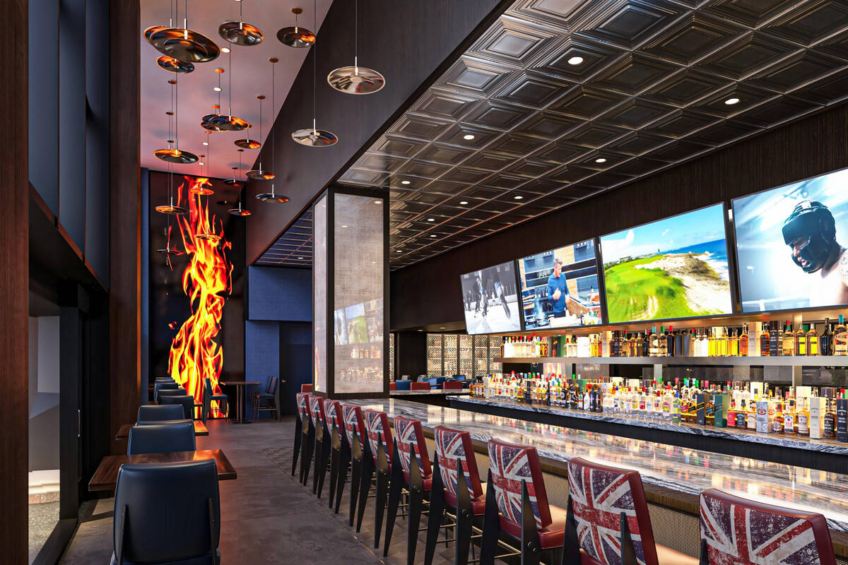 A rendering of the bar at the Gordon Ramsay Burger planned to open in summer 2024 at Flamingo L ...