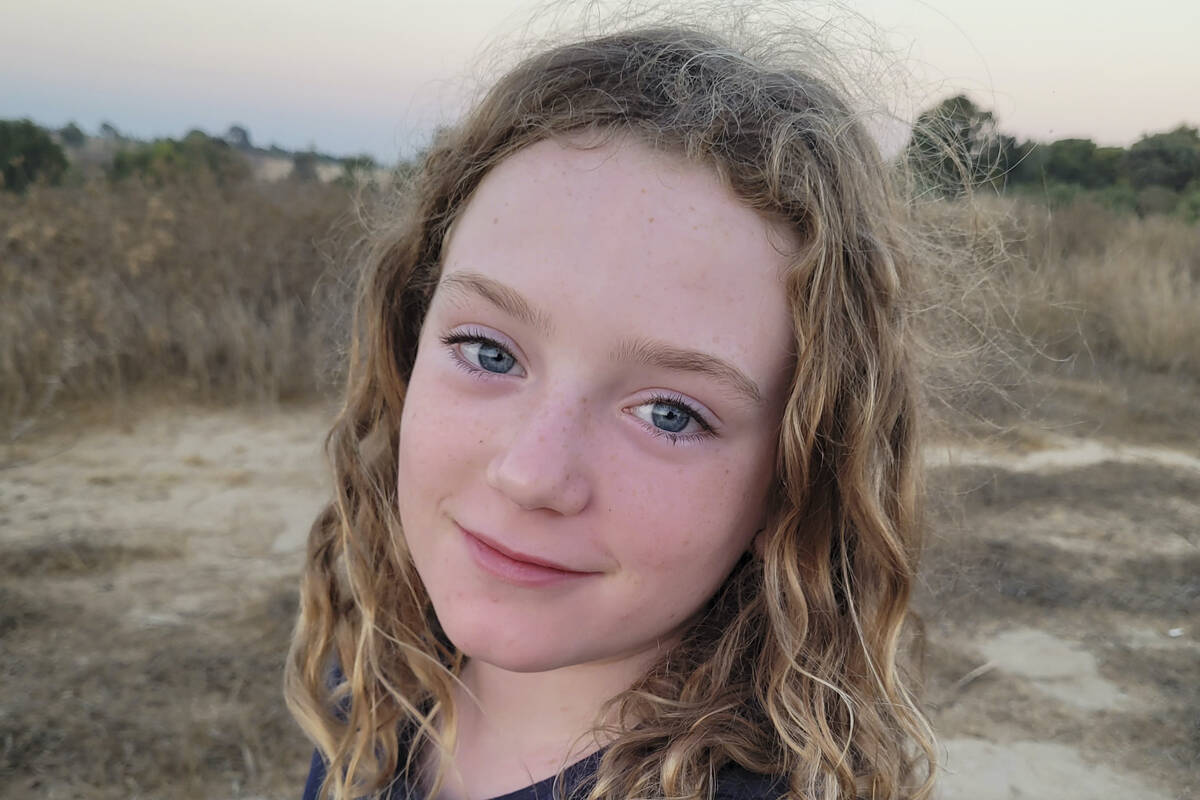 This September 2023 photo shows Emily Hand near Kibbutz Be’eri, Israel. Emily is believe ...
