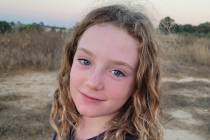 This September 2023 photo shows Emily Hand near Kibbutz Be’eri, Israel. Emily is believe ...