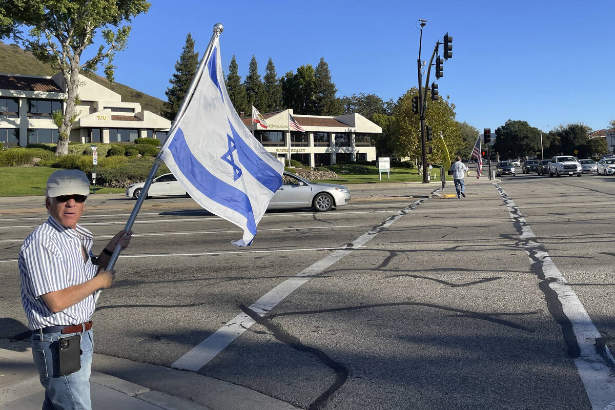 In this photo provided by JLTV, Paul Kessler attends a demonstration in Thousand Oaks, Calif., ...