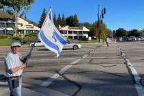 In this photo provided by JLTV, Paul Kessler attends a demonstration in Thousand Oaks, Calif., ...