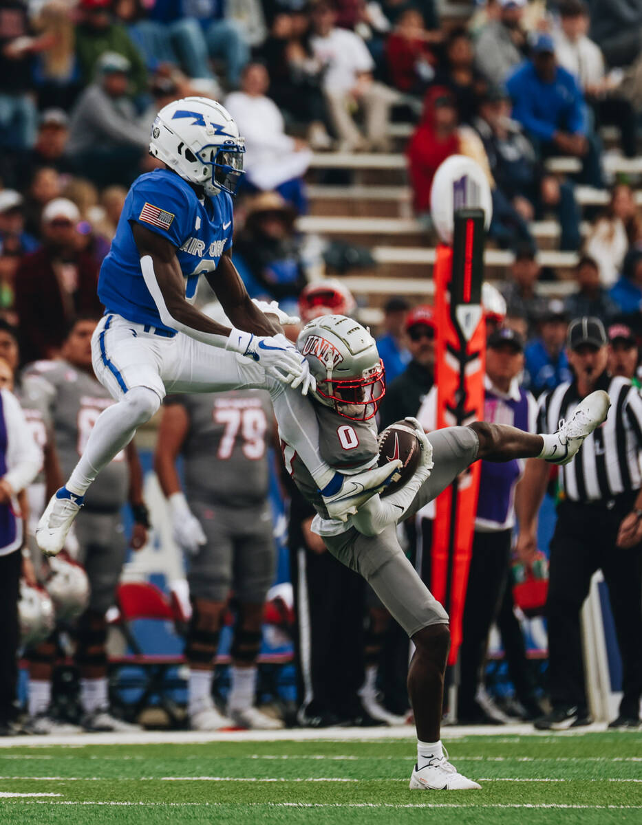 UNLV wide receiver Senika McKie (0) catches the ball during a game against Air Force at Falcon ...