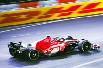 Ferrari driver Carlos Sainz competes in the final Formula 1 Las Vegas Grand Prix race on Sunday ...