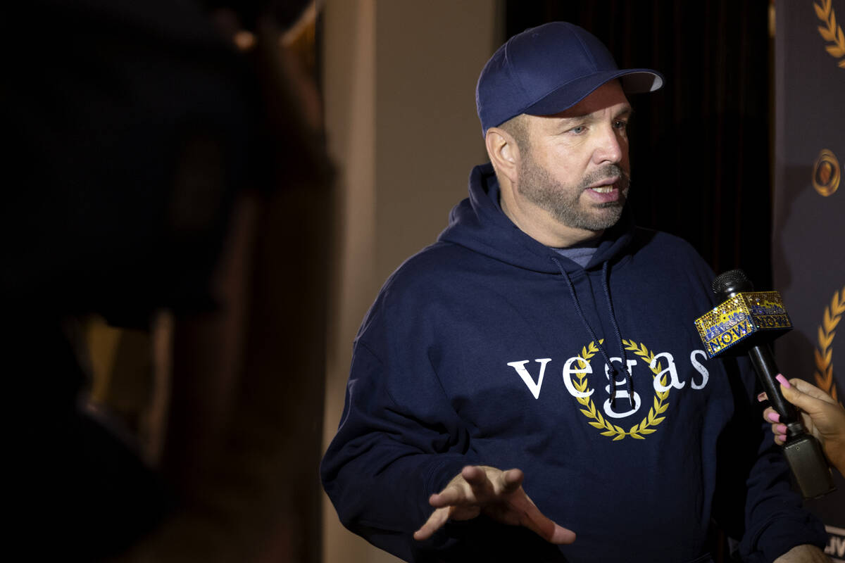 Garth Brooks speaks during a news conference ahead of his "Garth Brooks/PLUS ONE" res ...