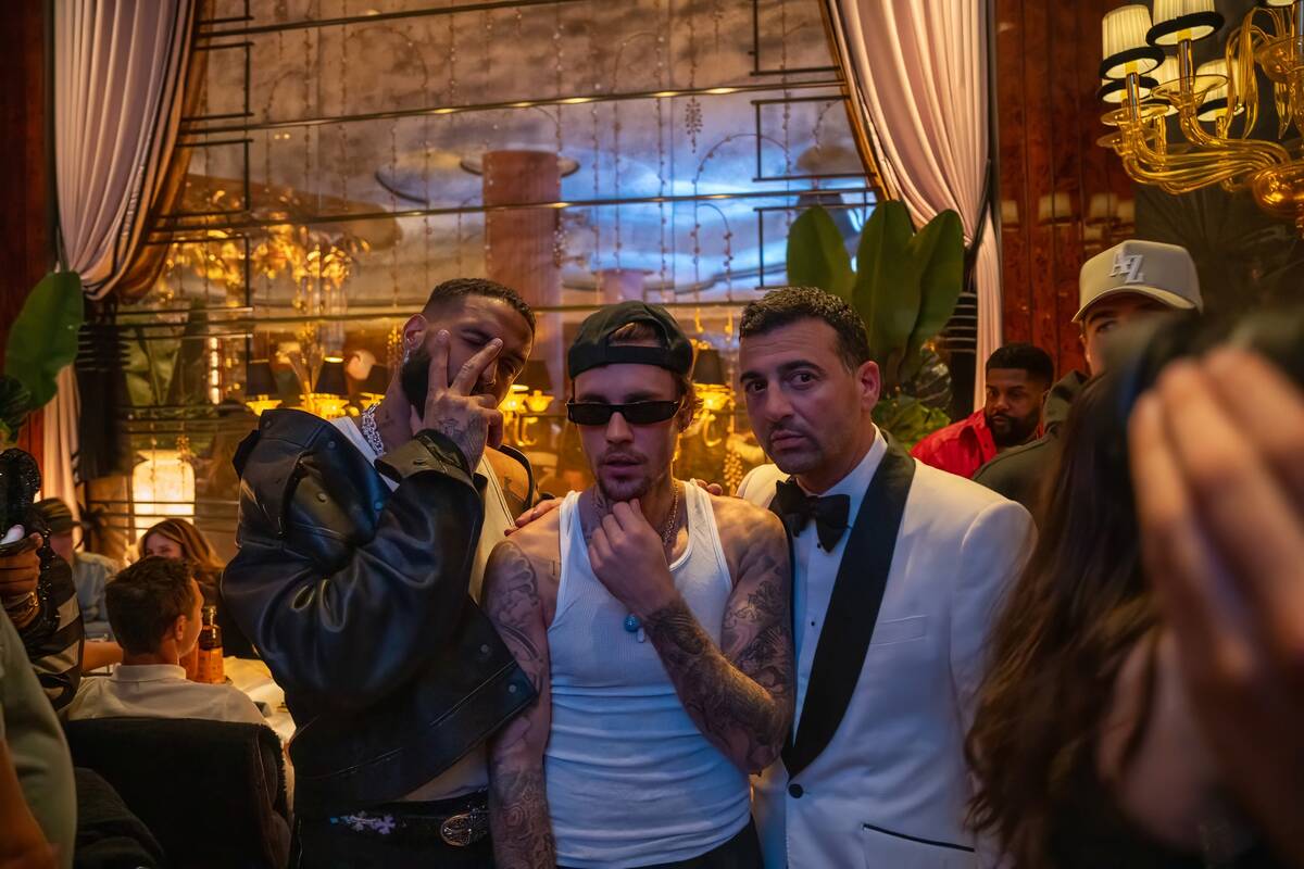 Odell Beckham Jr., Justin Bieber and John Terzian are shown at The After by Delilah at Wynn at ...