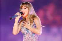 Taylor Swift performs during her Eras tour at Allegiant Stadium, Friday, March 24, 2023, in Las ...