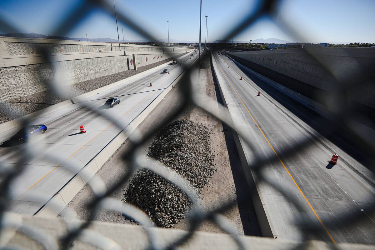 The view from Sky Pointe Drive bridge of U.S. Highway 95 in Las Vegas, Monday, Nov. 6, 2023. Sk ...