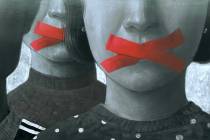 Concept idea of freedom speech freedom of expression and censored, surreal painting, portrait i ...